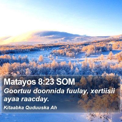 Matayos 8:23 SOM Bible Verse Image