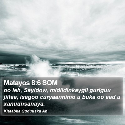 Matayos 8:6 SOM Bible Verse Image