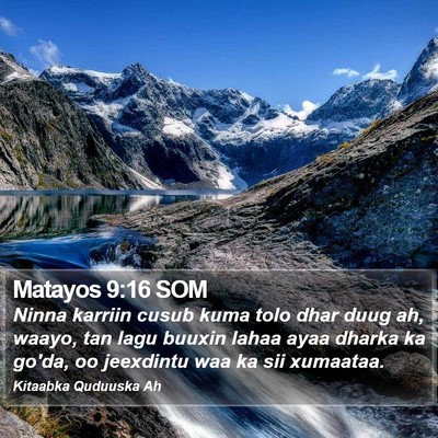 Matayos 9:16 SOM Bible Verse Image