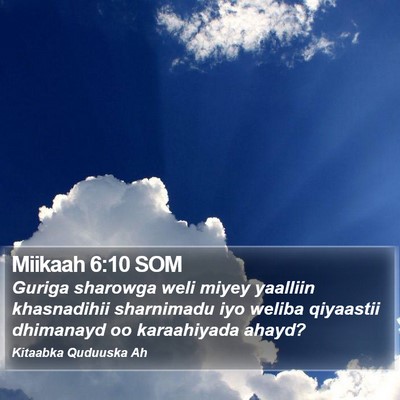 Miikaah 6:10 SOM Bible Verse Image