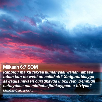 Miikaah 6:7 SOM Bible Verse Image