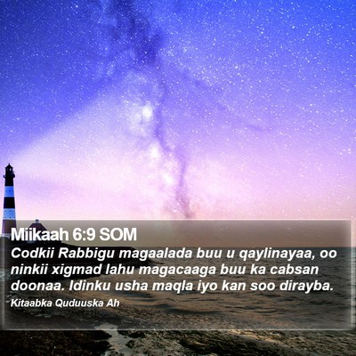 Miikaah 6:9 SOM Bible Verse Image