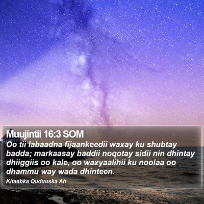 Muujintii 16:3 SOM Bible Verse Image