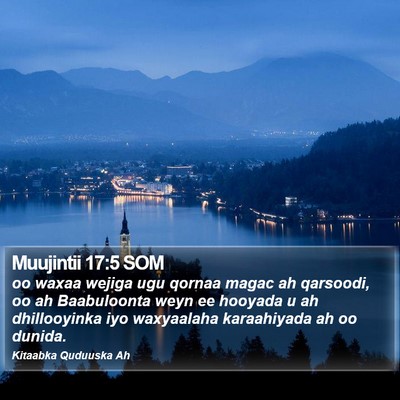 Muujintii 17:5 SOM Bible Verse Image