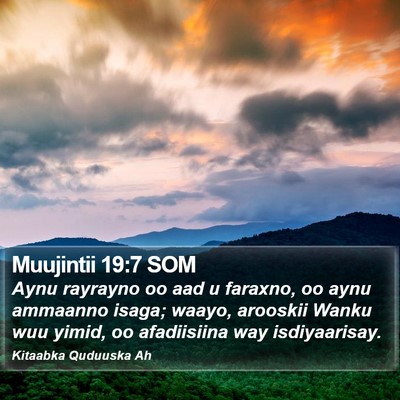 Muujintii 19:7 SOM Bible Verse Image