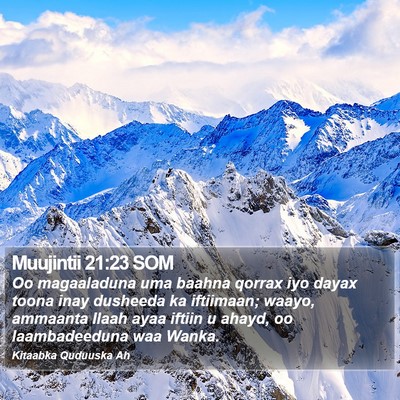 Muujintii 21:23 SOM Bible Verse Image