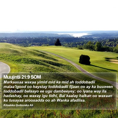 Muujintii 21:9 SOM Bible Verse Image