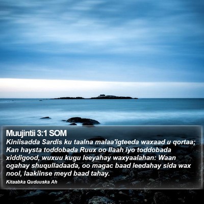 Muujintii 3:1 SOM Bible Verse Image