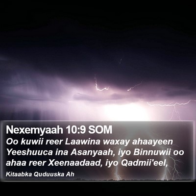 Nexemyaah 10:9 SOM Bible Verse Image