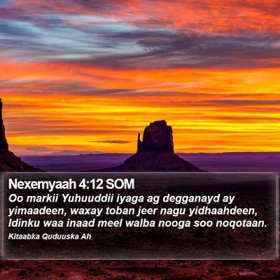 Nexemyaah 4:12 SOM Bible Verse Image