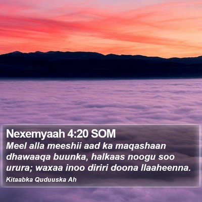 Nexemyaah 4:20 SOM Bible Verse Image
