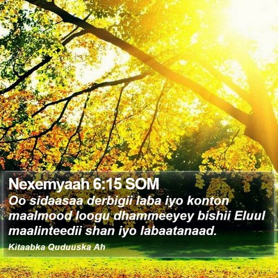 Nexemyaah 6:15 SOM Bible Verse Image