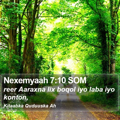 Nexemyaah 7:10 SOM Bible Verse Image