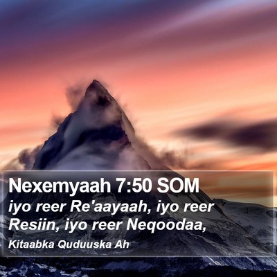 Nexemyaah 7:50 SOM Bible Verse Image