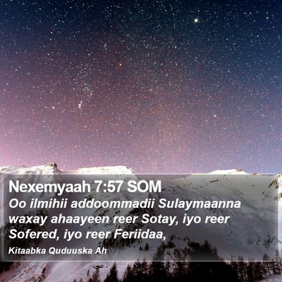 Nexemyaah 7:57 SOM Bible Verse Image