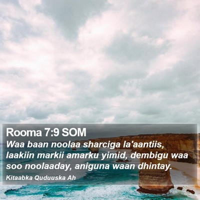Rooma 7:9 SOM Bible Verse Image