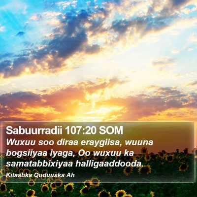 Sabuurradii 107:20 SOM Bible Verse Image