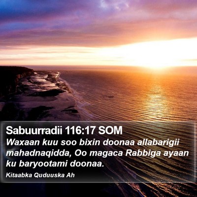 Sabuurradii 116:17 SOM Bible Verse Image