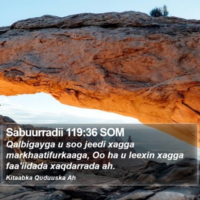 Sabuurradii 119:36 SOM Bible Verse Image