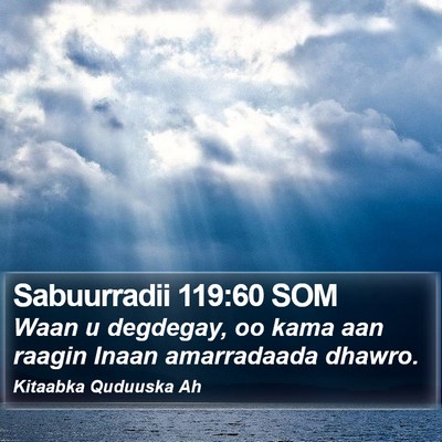 Sabuurradii 119:60 SOM Bible Verse Image
