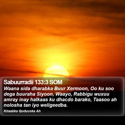 Sabuurradii 133:3 SOM Bible Verse Image