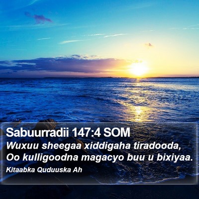 Sabuurradii 147:4 SOM Bible Verse Image