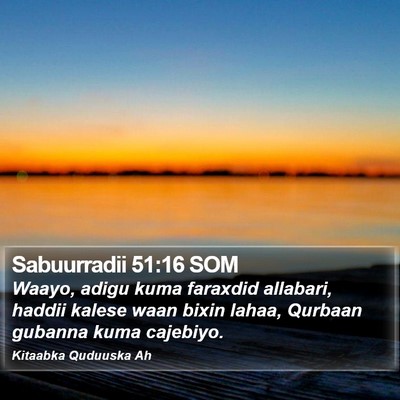 Sabuurradii 51:16 SOM Bible Verse Image