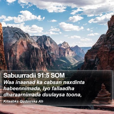 Sabuurradii 91:5 SOM Bible Verse Image