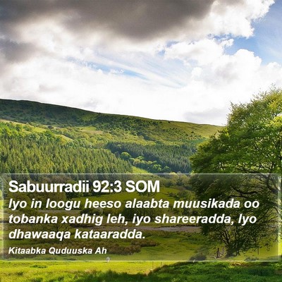 Sabuurradii 92:3 SOM Bible Verse Image