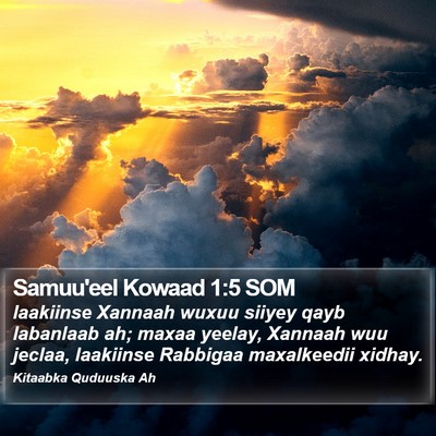 Samuu'eel Kowaad 1:5 SOM Bible Verse Image