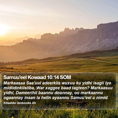 Samuu'eel Kowaad 10:14 SOM Bible Verse Image
