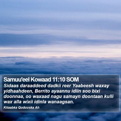 Samuu'eel Kowaad 11:10 SOM Bible Verse Image