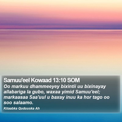 Samuu'eel Kowaad 13:10 SOM Bible Verse Image
