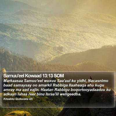 Samuu'eel Kowaad 13:13 SOM Bible Verse Image