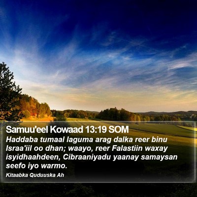 Samuu'eel Kowaad 13:19 SOM Bible Verse Image
