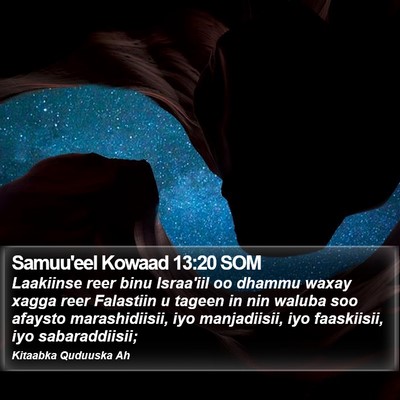 Samuu'eel Kowaad 13:20 SOM Bible Verse Image
