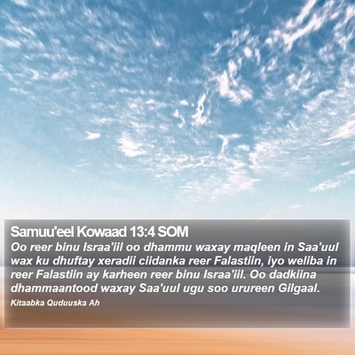 Samuu'eel Kowaad 13:4 SOM Bible Verse Image