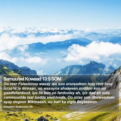 Samuu'eel Kowaad 13:5 SOM Bible Verse Image