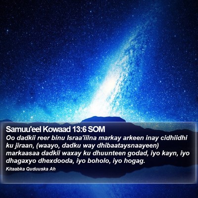 Samuu'eel Kowaad 13:6 SOM Bible Verse Image