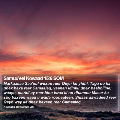 Samuu'eel Kowaad 15:6 SOM Bible Verse Image