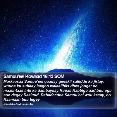 Samuu'eel Kowaad 16:13 SOM Bible Verse Image