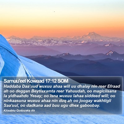 Samuu'eel Kowaad 17:12 SOM Bible Verse Image