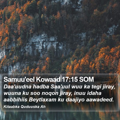 Samuu'eel Kowaad 17:15 SOM Bible Verse Image