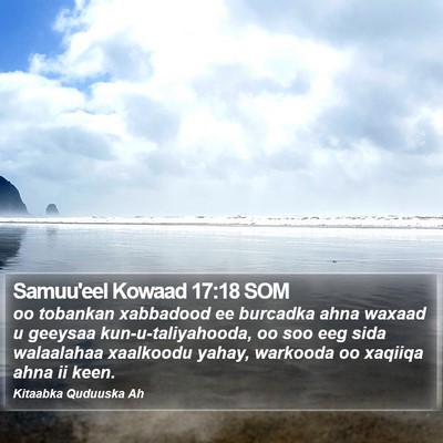 Samuu'eel Kowaad 17:18 SOM Bible Verse Image