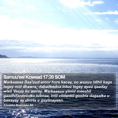 Samuu'eel Kowaad 17:20 SOM Bible Verse Image