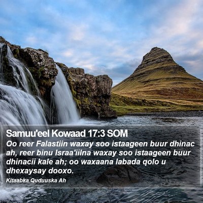 Samuu'eel Kowaad 17:3 SOM Bible Verse Image