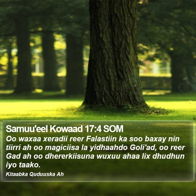 Samuu'eel Kowaad 17:4 SOM Bible Verse Image
