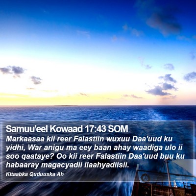 Samuu'eel Kowaad 17:43 SOM Bible Verse Image
