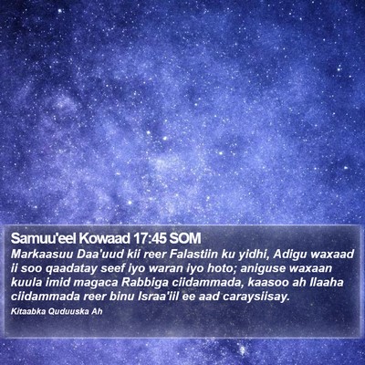 Samuu'eel Kowaad 17:45 SOM Bible Verse Image