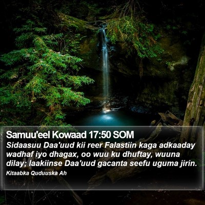 Samuu'eel Kowaad 17:50 SOM Bible Verse Image